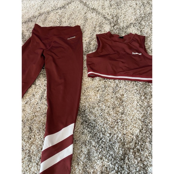 Hummel 2-Piece Women's Workout Outfit Set Large‎ Top Medium Bottom Burgundy - Picture 6 of 9